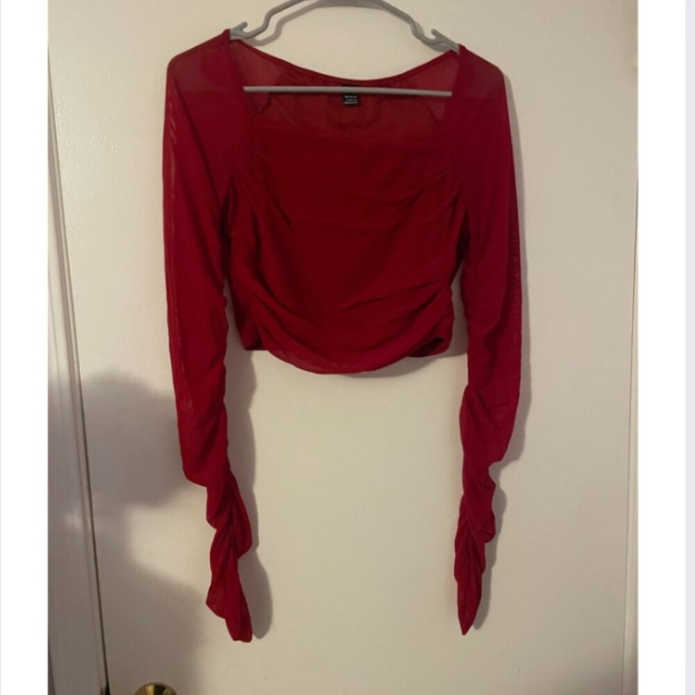 Red ruched going out top